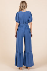 GeeGee Full Size V-Neck Belted Wide Leg Jumpsuit - Flyclothing LLC