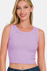 Zenana Ribbed Cropped Tank Trendsi