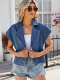 Buttoned Up Collared Neck Denim Top - Flyclothing LLC