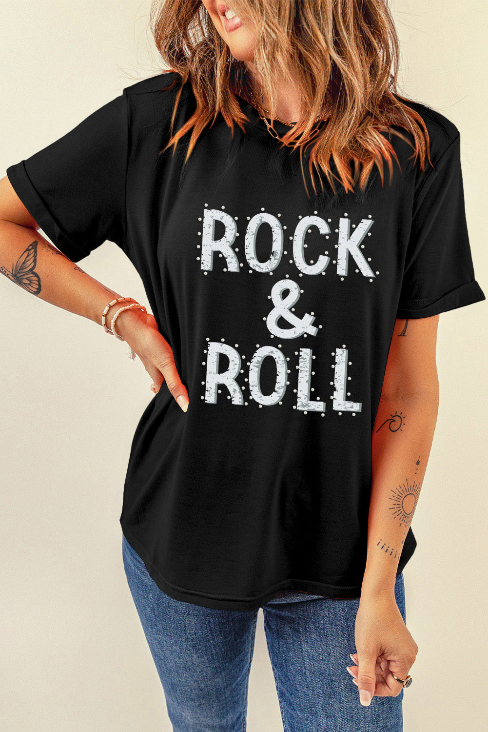 Letter Graphic Round Neck Short Sleeve T-Shirt Trendsi