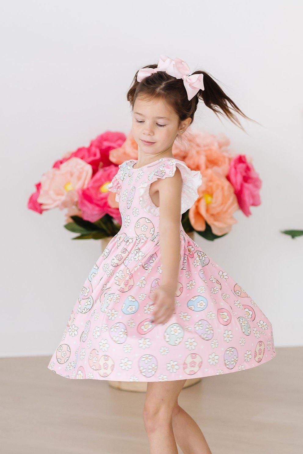 Easter Egg Hunt Flutter Sleeve Twirl Dress - Mila & Rose ®