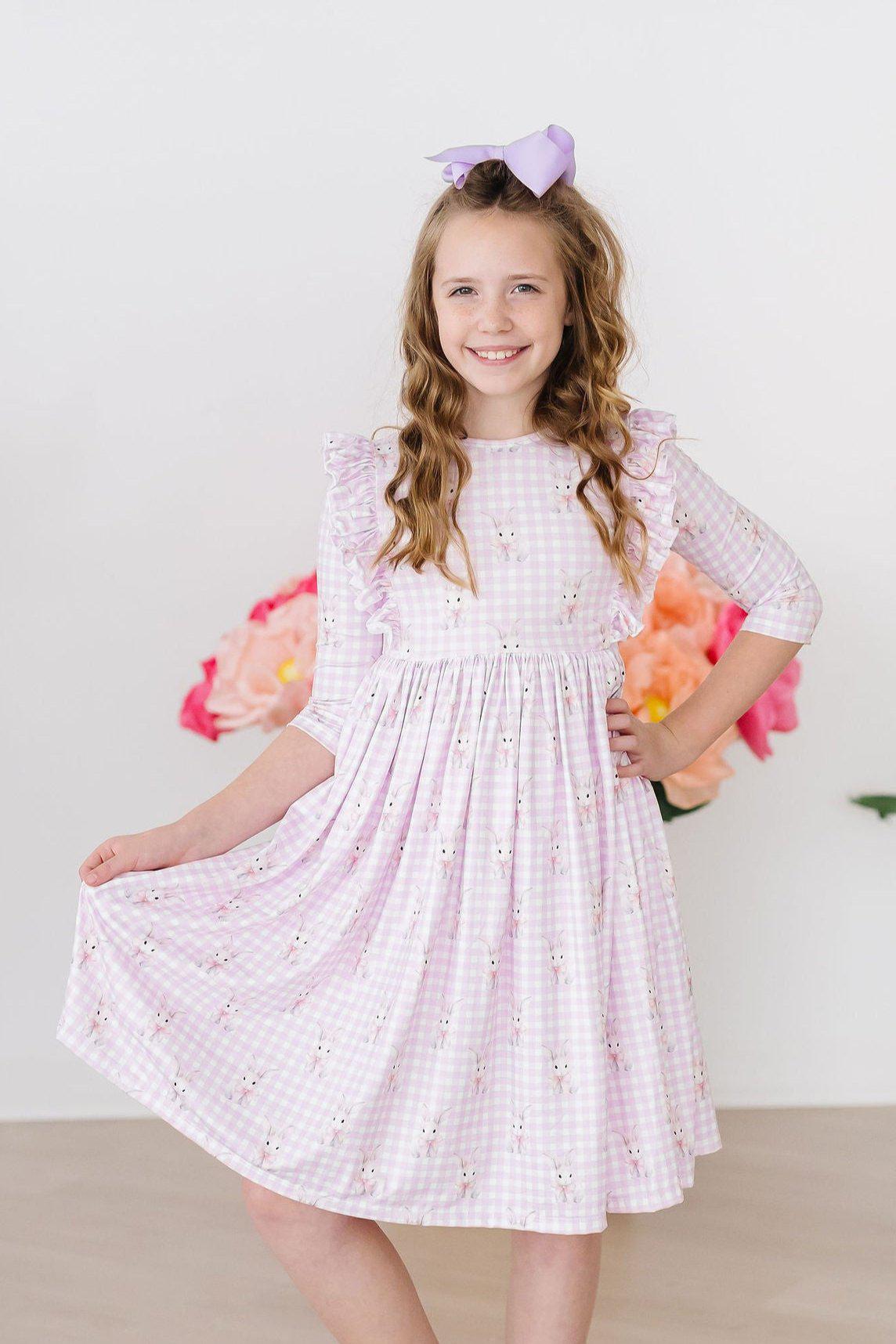 Baby Bunnies 3/4 Sleeve Ruffle Twirl Dress - Mila & Rose ®