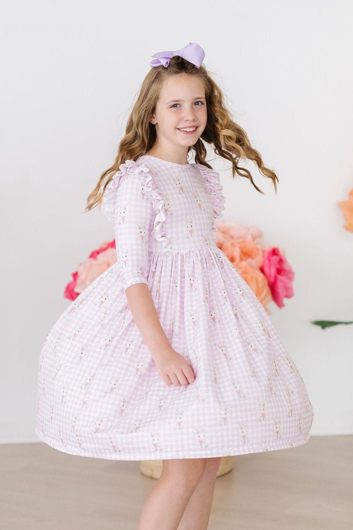 Baby Bunnies 3/4 Sleeve Ruffle Twirl Dress - Mila & Rose ®