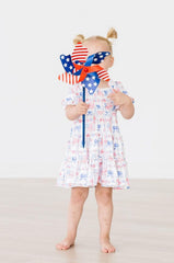 Vintage Flags Smocked Ruffle Dress