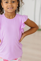 Bright Lilac S/S Ruffle Tee - Mila & Rose ®