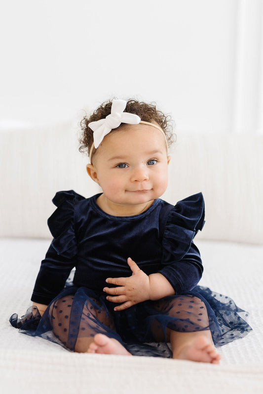 Light Navy Velvet Tutu Bodysuit