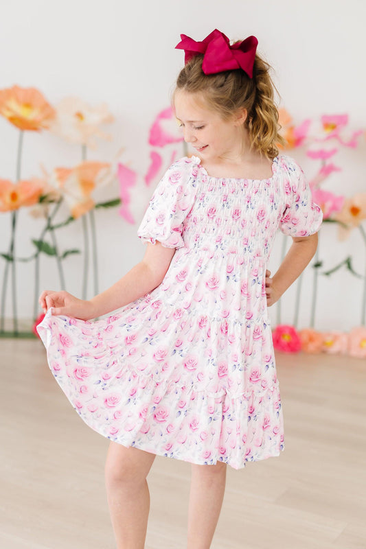 Rose Garden Smocked Ruffle Dress