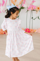 Ribbons & Roses 3/4 Sleeve Ruffle Twirl Dress - Mila & Rose ®