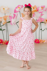 Sweet Strawberries Ruffle Maxi Dress