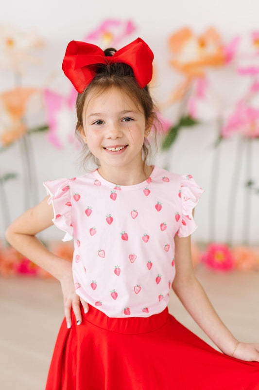 Sweet Strawberries S/S Ruffle Tee