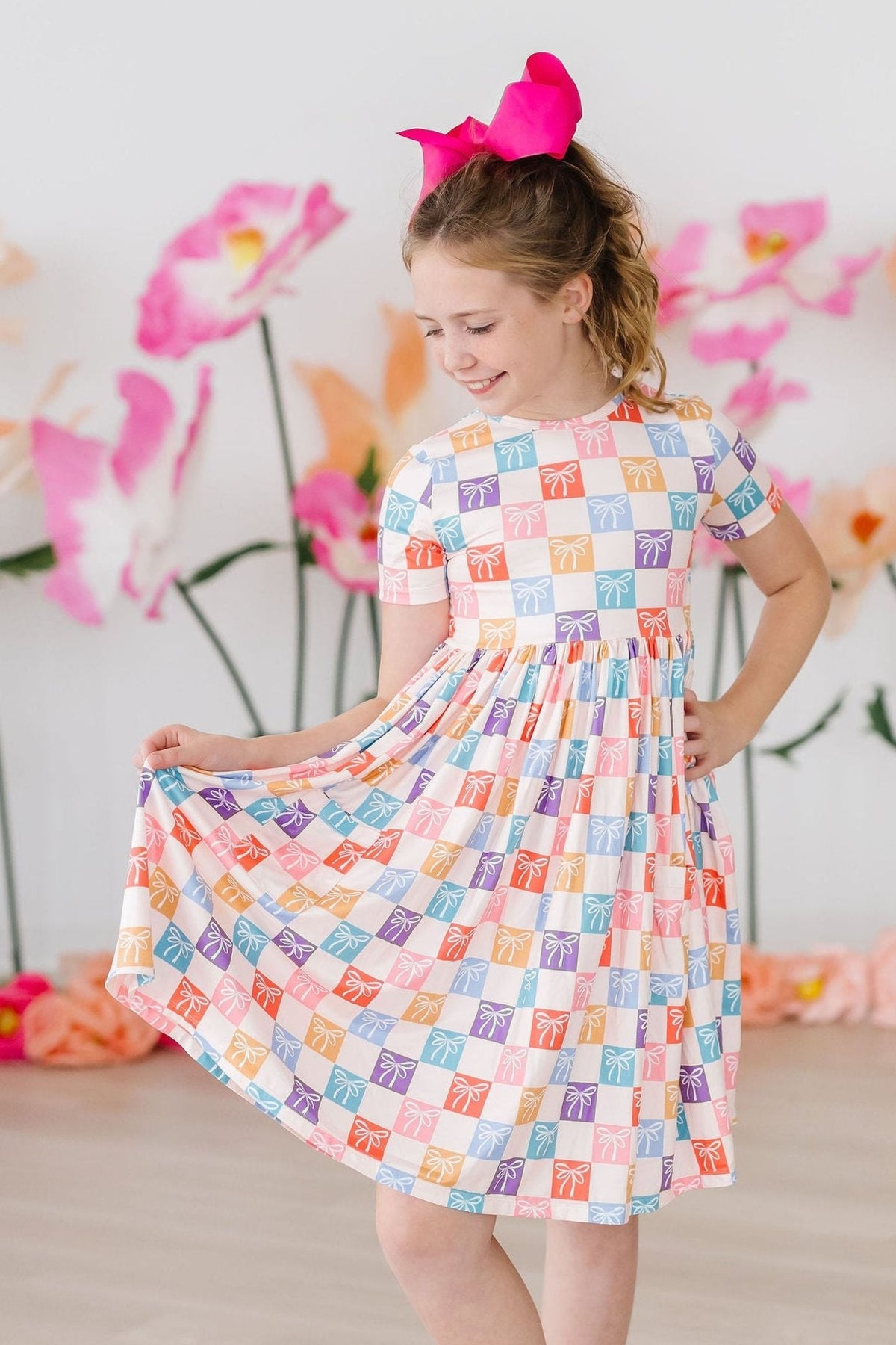 Rainbow Ribbons S/S Pocket Twirl Dress