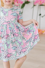 Quilted Dinos S/S Pocket Twirl Dress