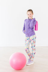 Playful Purple Full-Zip Ruffle Active Jacket