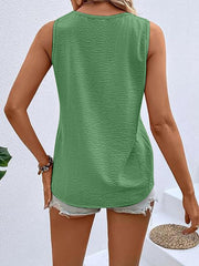 Full Size Decorative Button V-Neck Tank Trendsi