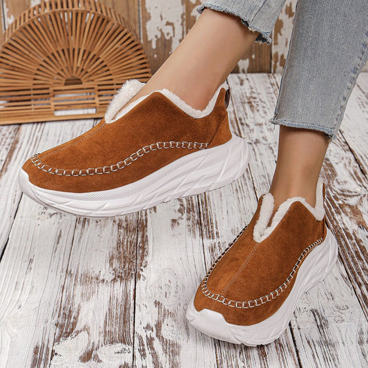 Thermal Suede Platform Slip-On Boots - Trendsi