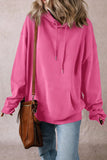 Drawstring Dropped Shoulder Long Sleeve Hoodie - Trendsi