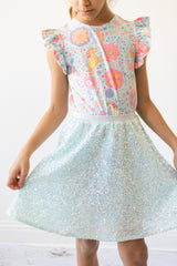 Blue Retro Unicorns S/S Ruffle Tee - Mila & Rose ®