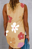 Pocketed Printed Round Neck Tank Dress Trendsi