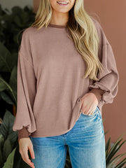 Round Neck Drop Shoulder Long Sleeve Sweatshirt