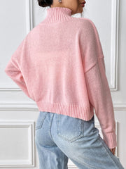 Bow Turtleneck Long Sleeve Sweater - Trendsi