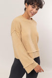 HYFVE Round Neck Dropped Shoulder Ribbed Sweater - Trendsi