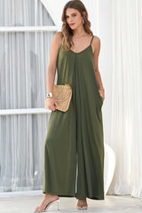 V-Neck Spaghetti Strap Jumpsuit Trendsi