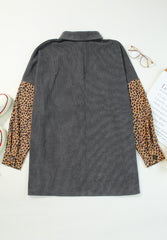 Leopard Button Up Drop Shoulder Jacket