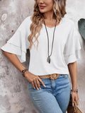 V-Neck Half Sleeve Blouse Trendsi