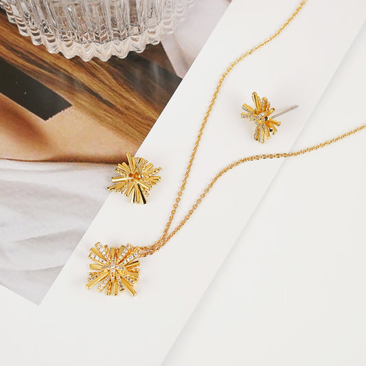 Starburst Gold-Plated Earrings and Necklace Set Trendsi