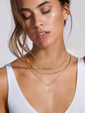 18K Gold-Plated Three-Layered Cross Necklace - Trendsi