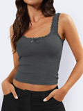 Lace Detail Square Neck Tank - Trendsi