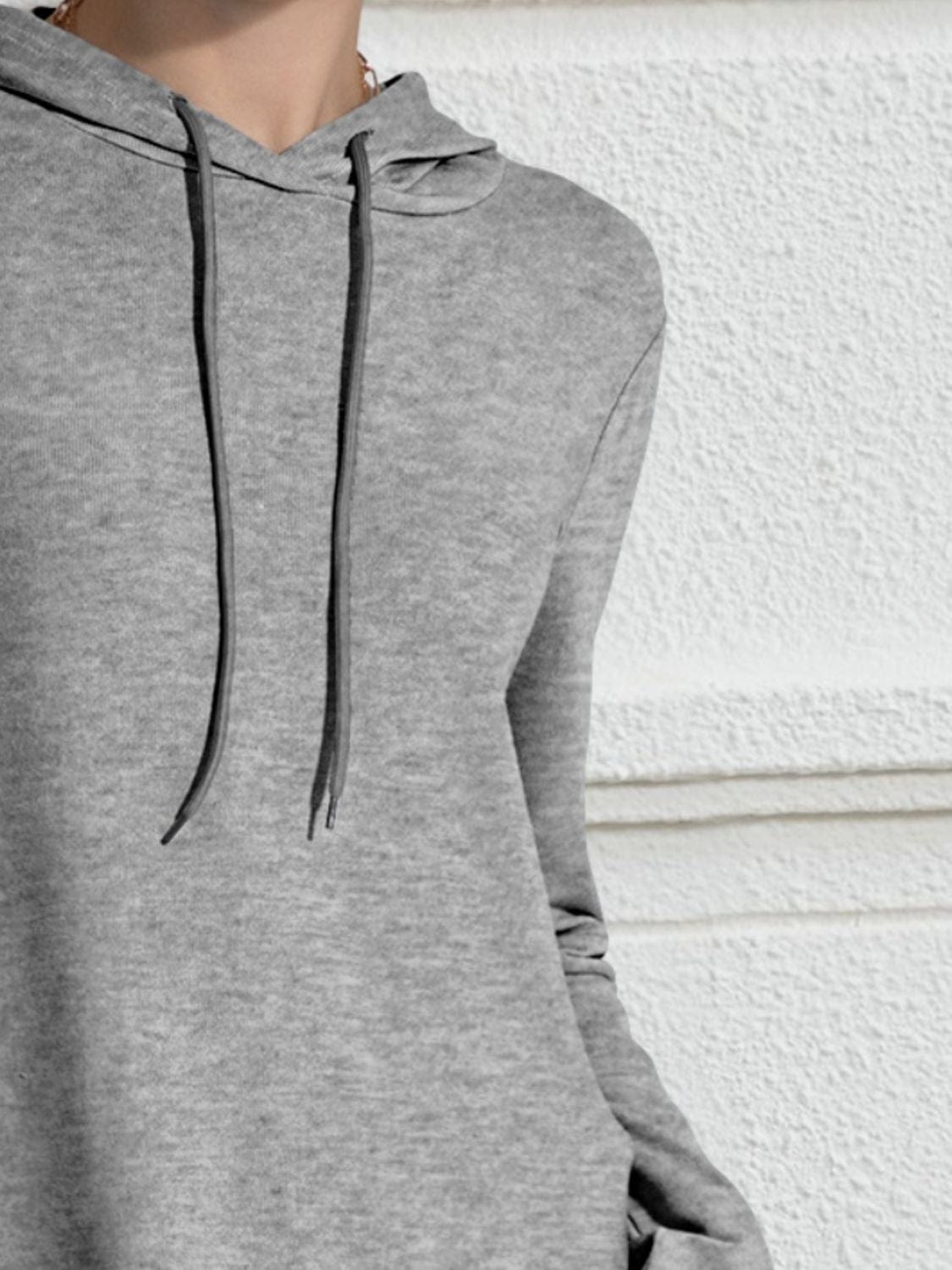 Drawstring Long Sleeve Hoodie - Trendsi