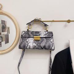 PU Leather Snakeskin Print Crossbody Bag - Trendsi