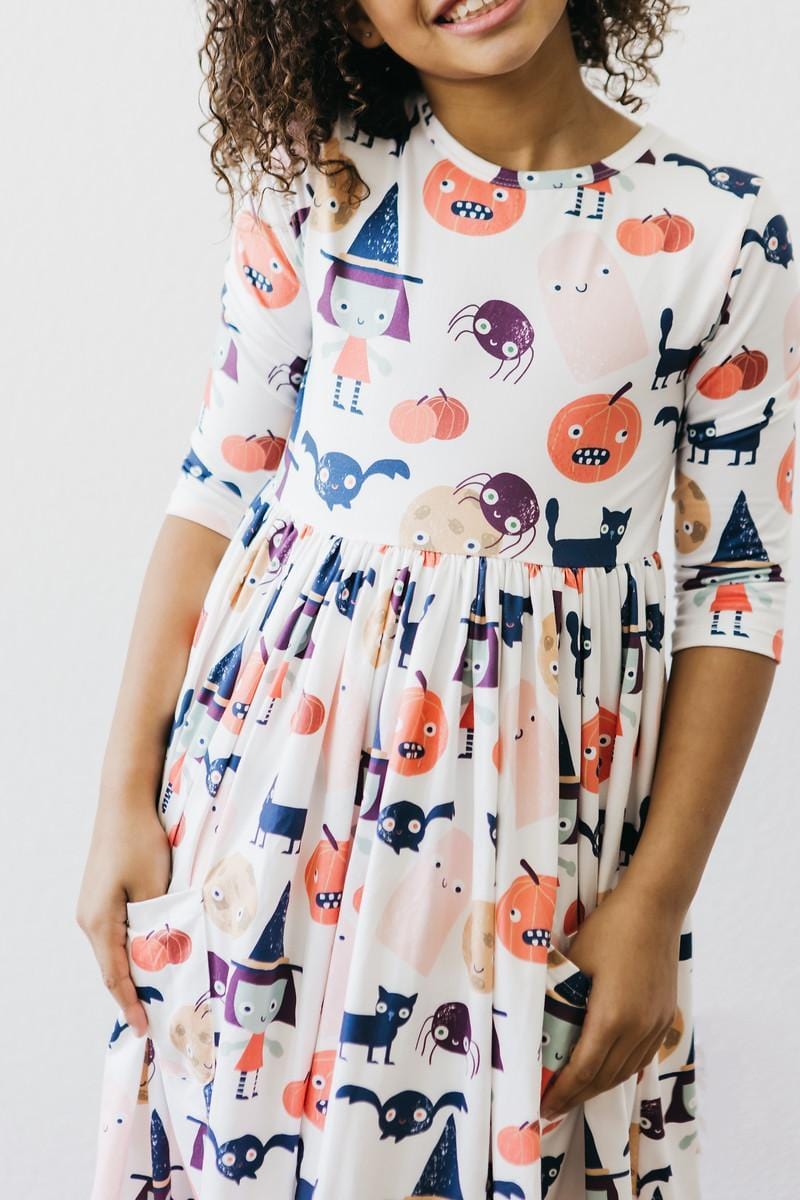 Boo Crew 3/4 Sleeve Pocket Twirl Dress - Mila & Rose ®