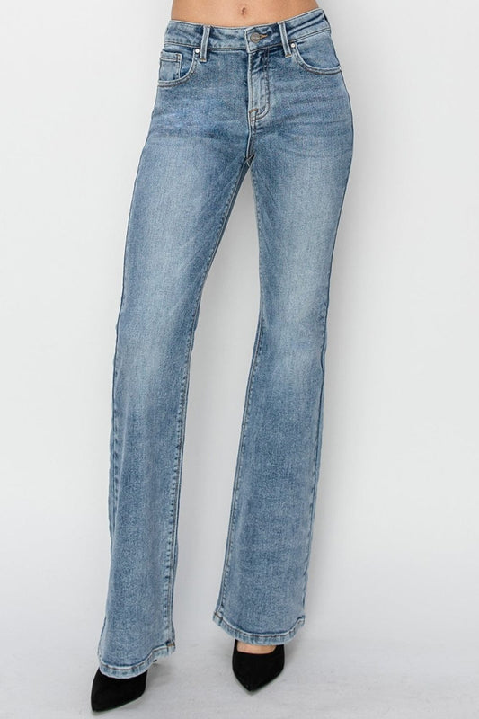 RISEN Full Size Mid Rise Bootcut Jeans - Trendsi