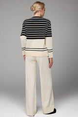 Basic Bae Striped Round Neck Long Sleeve Top and Pants Sweater Set - Trendsi