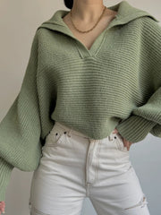 Johnny Collar Long Sleeve Sweater - Trendsi