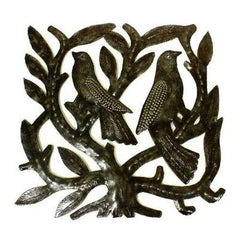 Haitian Steel Drum Tree of Life Sq 8 inch Wall Art - Croix des Bouquets