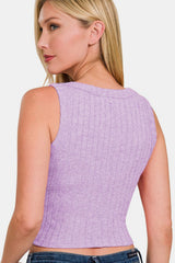 Zenana Ribbed Cropped Tank Trendsi