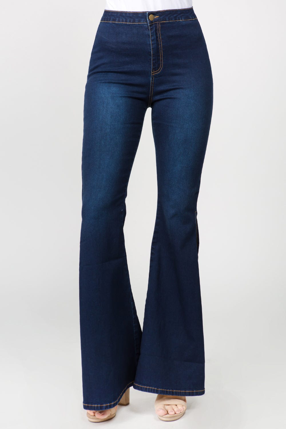 American Bazi Side Slit Flare Jeans - Trendsi