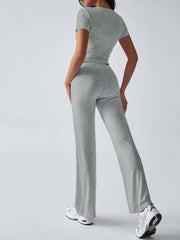 Devine Short Sleeve Top and Drawstring Pants Set - Trendsi