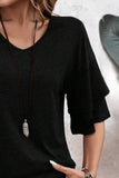 V-Neck Half Sleeve Blouse Trendsi