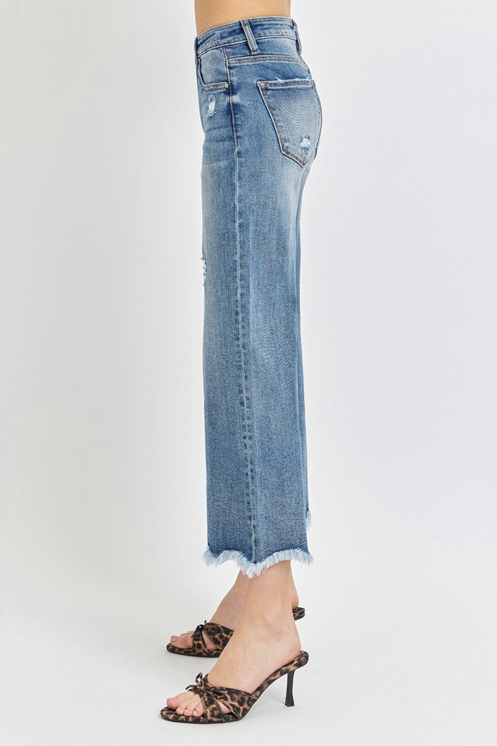 Risen High Rise Cropped Flare Jeans - Trendsi