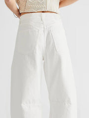 Raw Hem Wide Leg Jeans with Pockets - Trendsi