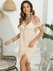 Tassel Scoop Neck Wide Strap Cover-Up Trendsi