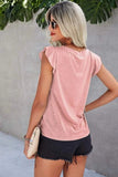 Ruffled Round Neck Cap Sleeve T-Shirt - Flyclothing LLC