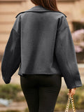 Collared Neck Dropped Shoulder Jacket - Trendsi