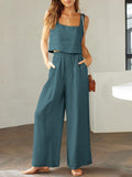 Square Neck Top and Wide Leg Pants Set - Flyclothing LLC