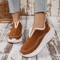 Thermal Suede Platform Slip-On Boots - Trendsi