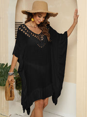 Cutout Ruffled Half Sleeve Cover-Up Trendsi